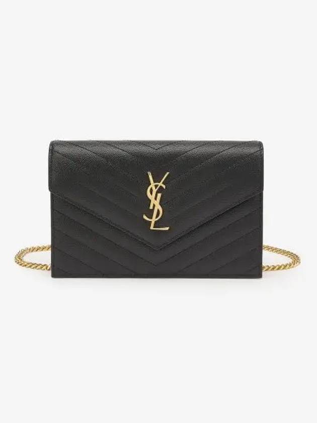 Women's Logo Envelope Chain Long Wallet Black - SAINT LAURENT - BALAAN 2