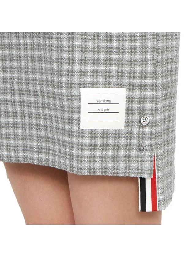 Check Tweed Crewneck Short Dress Grey - THOM BROWNE - BALAAN 6