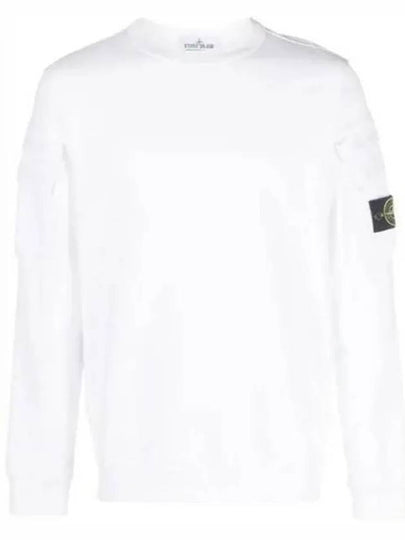 Men's Wappen Patch Cargo Pocket Sweatshirt White - STONE ISLAND - BALAAN 2