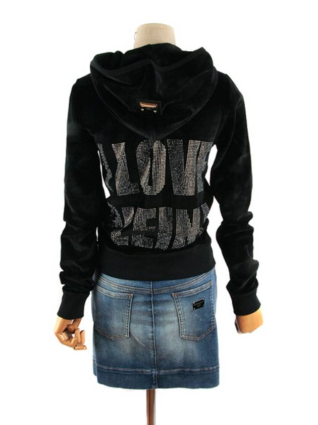 CW620002 02 Black hooded zipup velvet - PHILIPP PLEIN - BALAAN 5