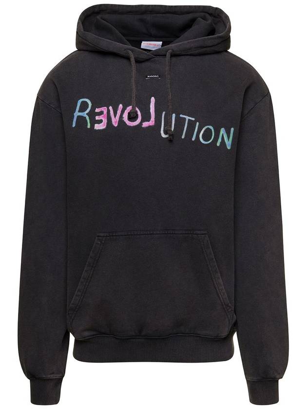 'Revolution' Black Hoodie With Kangaroo Pocket In Cotton Man - BLUEMARBLE - BALAAN 1