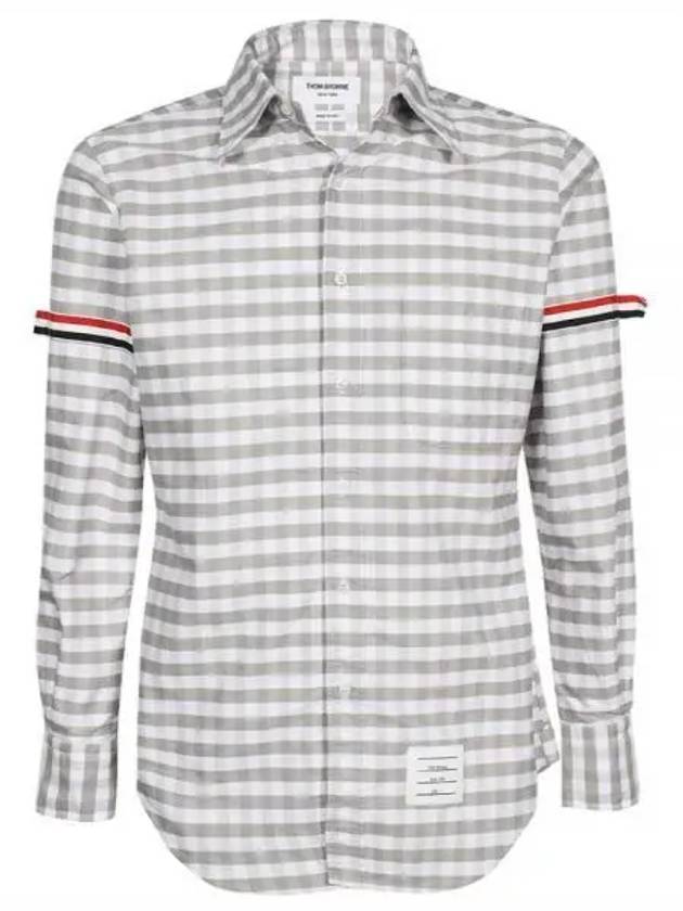 Men's Check Oxford Long Sleeve Shirt Grey - THOM BROWNE - BALAAN 2