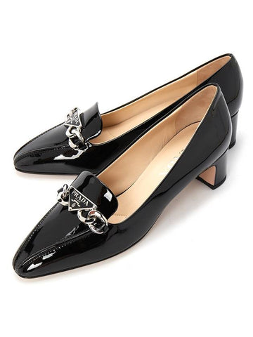 Triangle Logo Pump Heels Black - PRADA - BALAAN 1