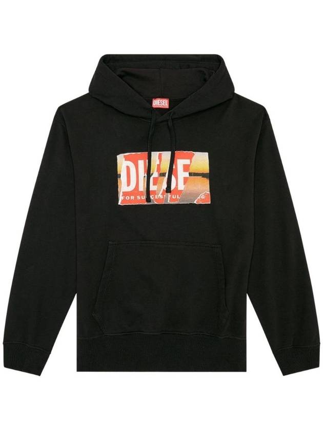 S-Macs-Poff-L1 Logo Drawstring Hoodie Black - DIESEL - BALAAN 1