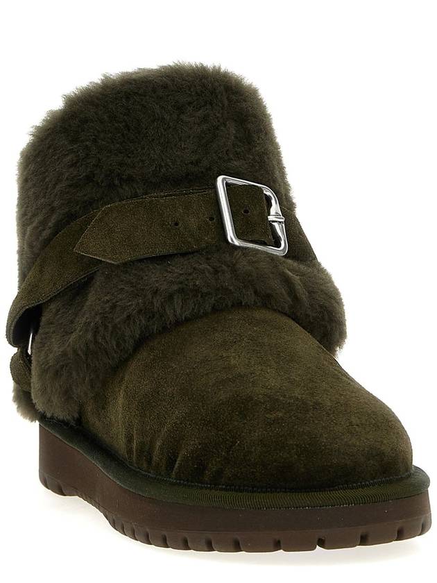 Burberry Shearling Collar Suede Chavi Middle Boots Green - BURBERRY - BALAAN 3