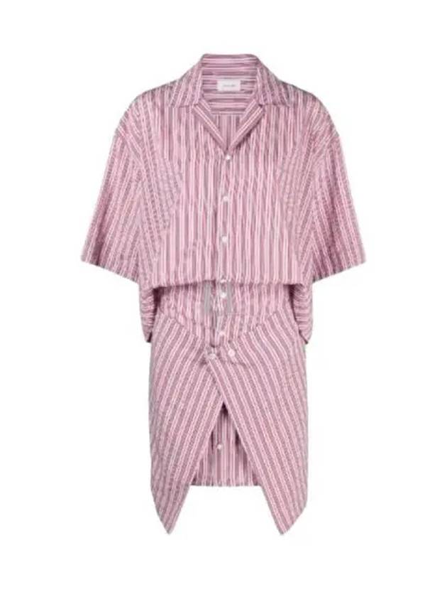 Camp Collar Striped Shirt Short Dress Pink - LEMAIRE - BALAAN 2