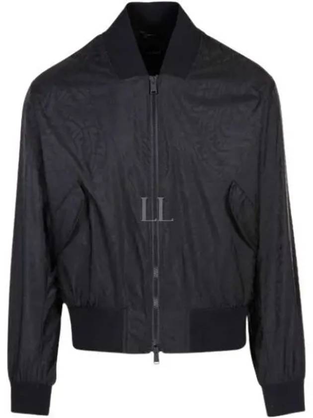 Vertigo FF Monogram Logo Pattern Nylon Bomber Jacket Black - FENDI - BALAAN 2