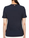 Women's High Twist Rip Stripe Short Sleeve T-Shirt Navy - THOM BROWNE - BALAAN 7