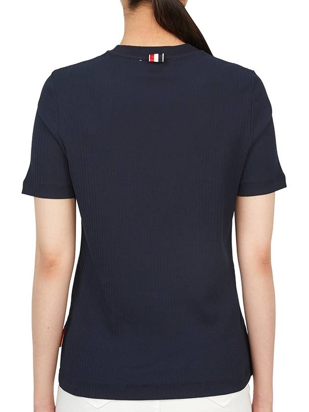 Women's High Twist Rip Stripe Short Sleeve T-Shirt Navy - THOM BROWNE - BALAAN 7