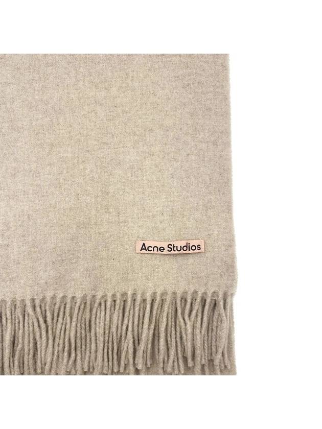 Logo Wool Fringe Scarf Oatmeal Melange - ACNE STUDIOS - BALAAN 5