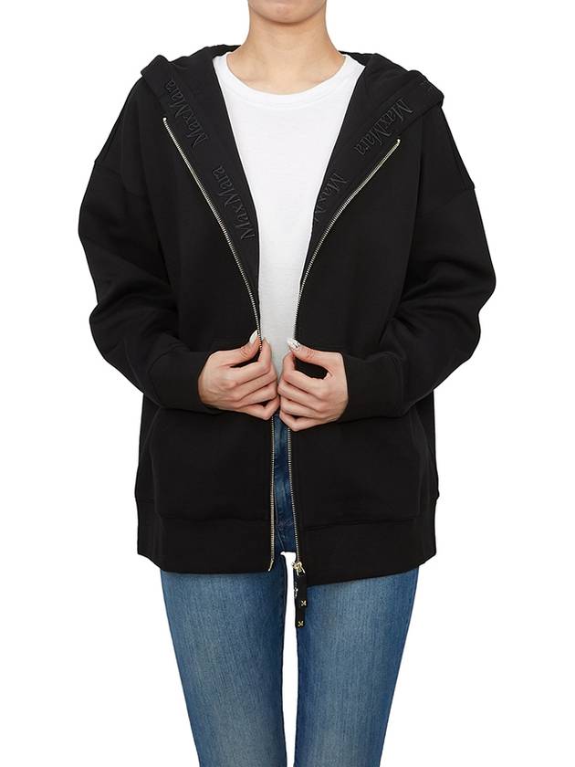 Doppia Embroidery Logo Zip-Up Hoodie Black - MAX MARA - BALAAN 6