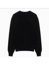 Heart Embroidered Logo Crew Neck Knit Top Black - AMI - BALAAN 5