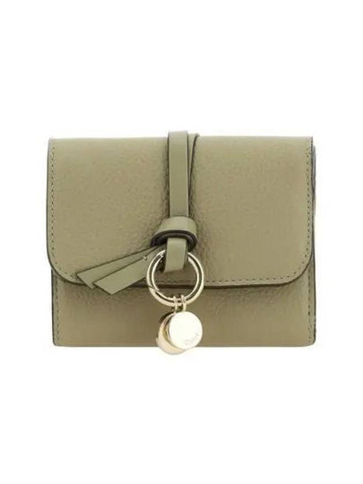 Alphabet Grain Leather Flap Small Half Wallet Green - CHLOE - BALAAN 2