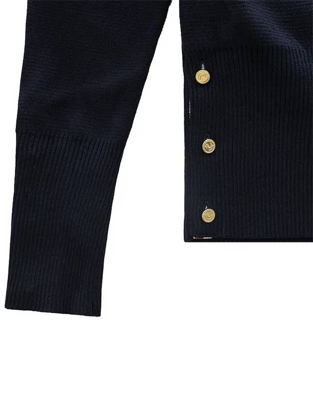 Cotton 4-Bar Milano Classic V-Neck Cardigan Navy - THOM BROWNE - BALAAN 6