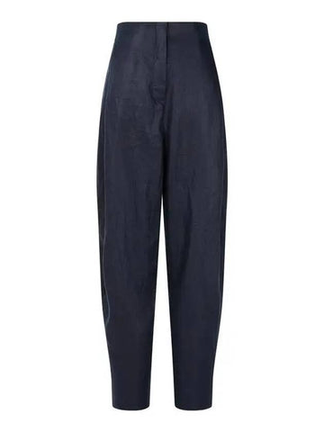 Women s Glossy Linen Tapered Pants Navy 270622 - EMPORIO ARMANI - BALAAN 1