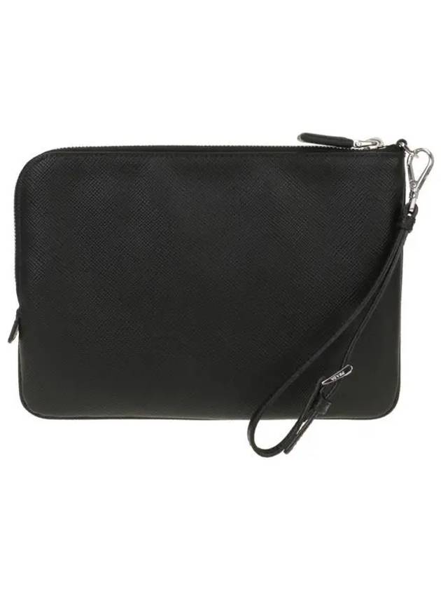 Small Saffiano Leather Pouch Black - PRADA - BALAAN 4