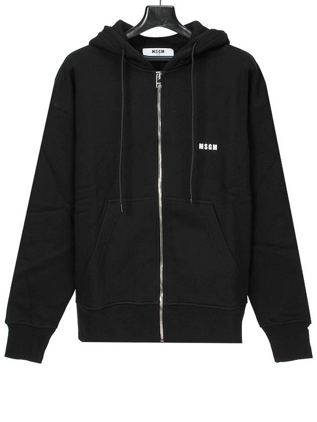 Men's Logo Print Hooded Zip-Up Black - MSGM - BALAAN.