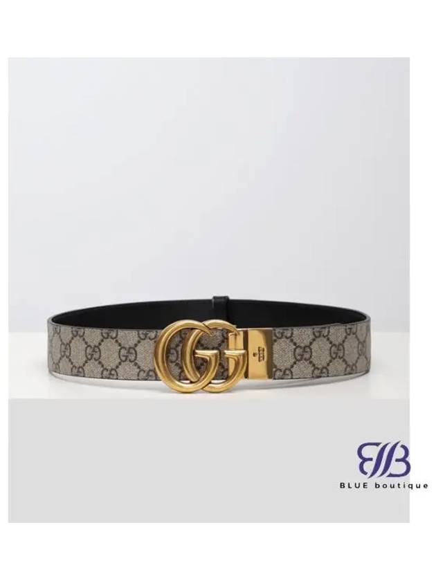 GG Marmont Reversible Leather Belt Beige Black - GUCCI - BALAAN 2