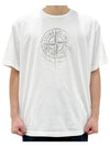 Men's Logo Print Crew Neck Short Sleeve T-Shirt White - STONE ISLAND - BALAAN 2