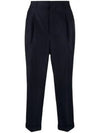 Men's Pinstriped Tailored Cropped Slacks Navy - AMI - BALAAN 2