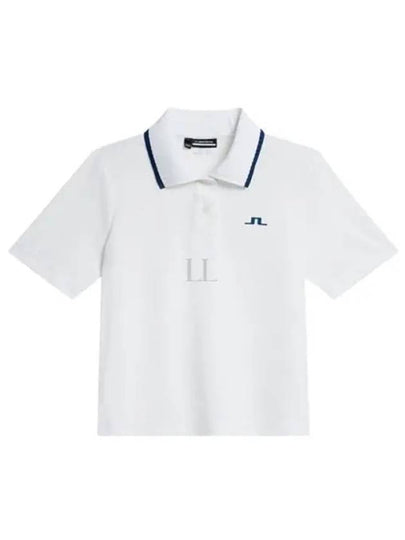 Carina Jacquard Cropped Polo Shirt White - J.LINDEBERG - BALAAN 2