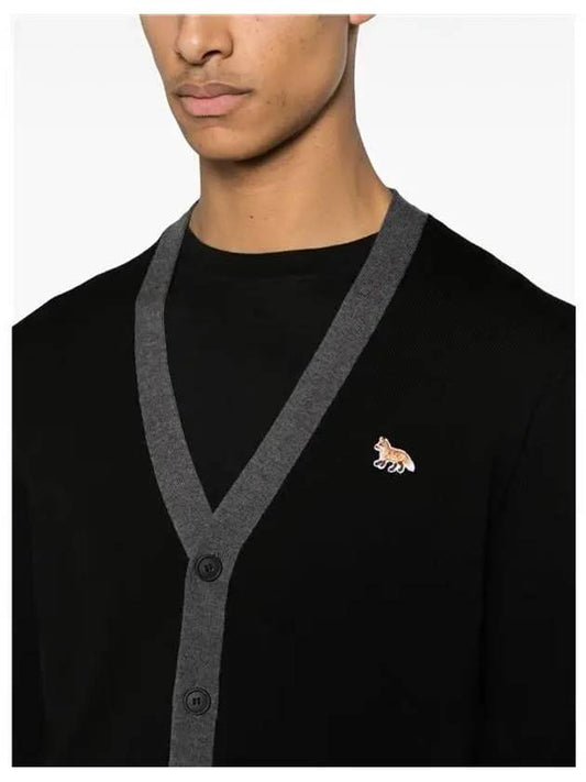 Fox patch wool cardigan black - MAISON KITSUNE - BALAAN 2