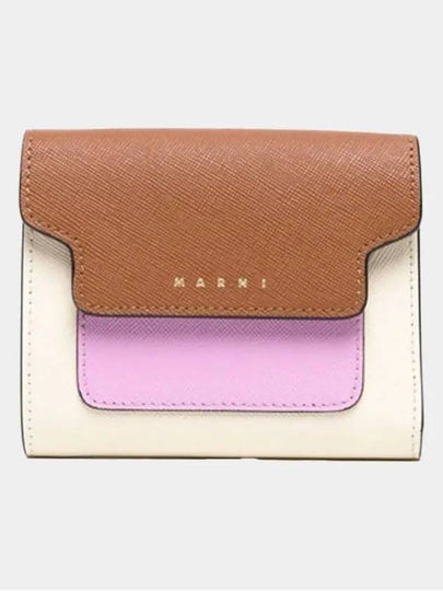 Saffiano Tri-Fold Half Wallet Brown - MARNI - BALAAN 2