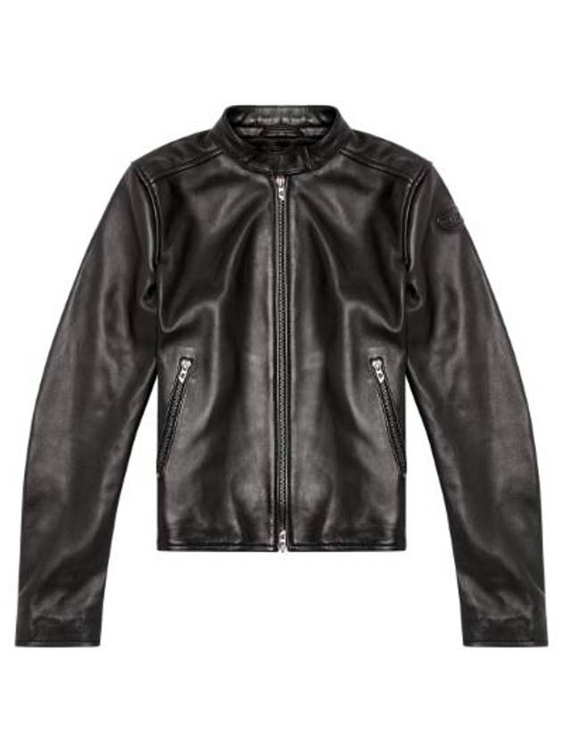 L Ayla Embossed Logo Leather Biker Jacket Black - DIESEL - BALAAN 6