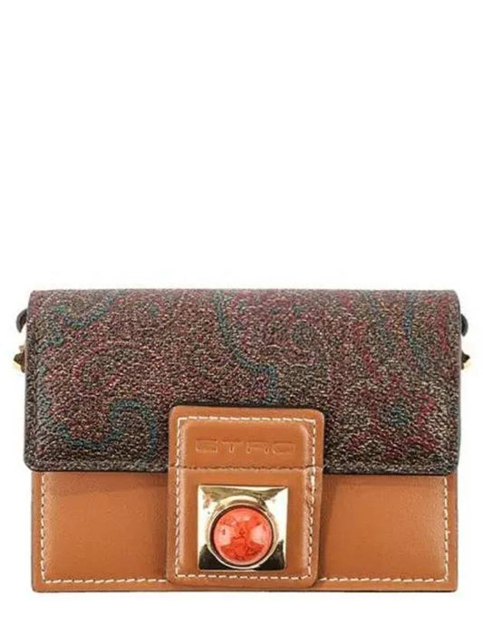 Women's Crown Me Paisley Print Cross Card Wallet Brown - ETRO - BALAAN 2