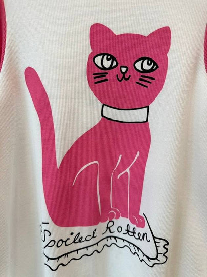 Cat Long Sleeve One Piece 2475010710 White Pink Girls 104 110 3 5Y 116 122 5 7Y 128 134 7 9Y - MINI RODINI - BALAAN 2