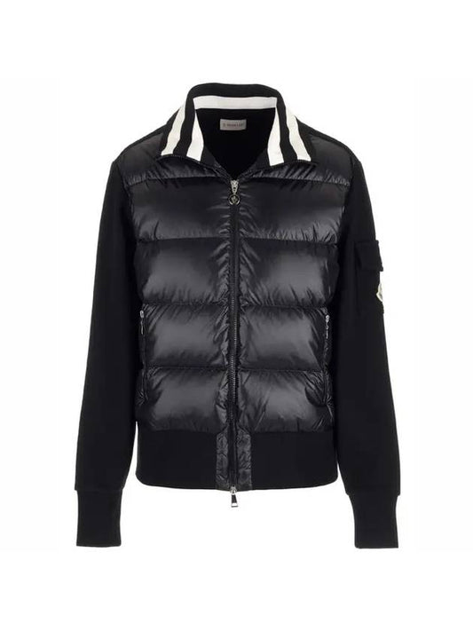 Padded Cotton Cardigan Black - MONCLER - BALAAN.