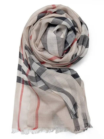 Check Wool Silk Blend Scarf Beige - BURBERRY - BALAAN 2