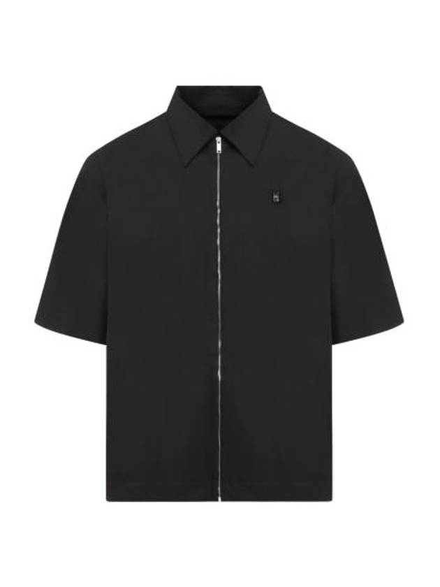 4G Logo Zipper Short Sleeve Shirt Black - GIVENCHY - BALAAN 3