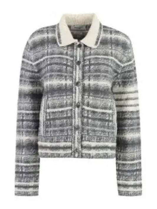 Tartan Check 4 Bar Cardigan Grey - THOM BROWNE - BALAAN 2