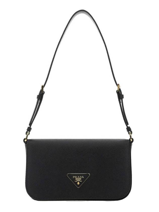 Triangle Logo Saffiano Shoulder Bag Black - PRADA - BALAAN 1