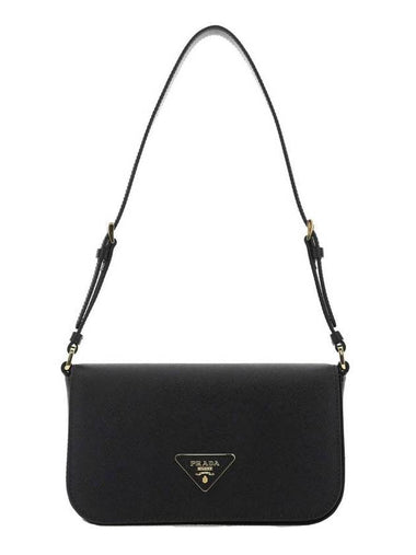 Triangle Logo Saffiano Shoulder Bag Black - PRADA - BALAAN 1