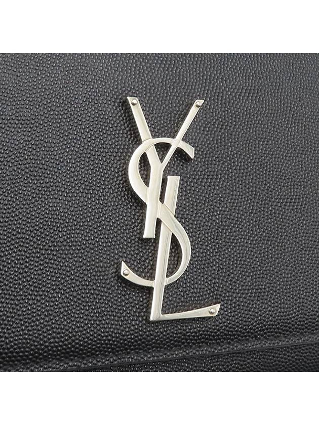 YSL 364021 Black Caviar Skin Kate Silver Monogram Logo Medium Chain Flap Shoulder Crossbag - SAINT LAURENT - BALAAN 4