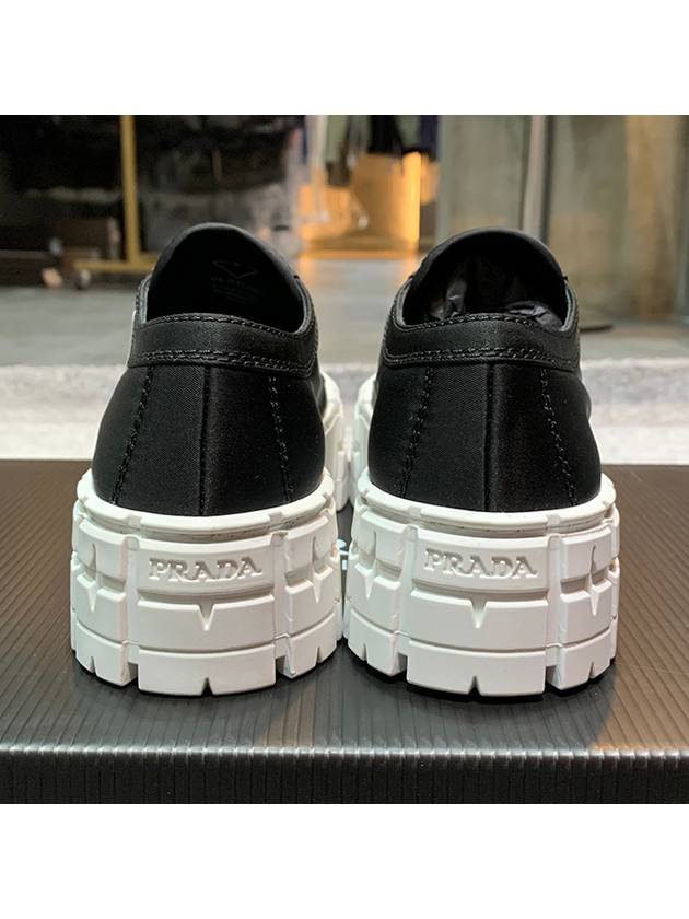 Double Wheel Re-Nylon Gabardine Low-Top Sneakers Black White - PRADA - BALAAN 5