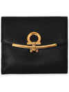 Gancini Leather Half Wallet Black - SALVATORE FERRAGAMO - BALAAN 5