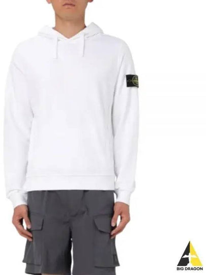 Wappen Patch Brushed Cotton Fleece Hoodie White - STONE ISLAND - BALAAN 2