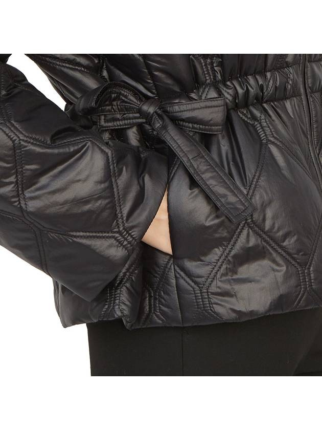 Shiny Quilted Zip-Up Jacket Black - GANNI - BALAAN 11