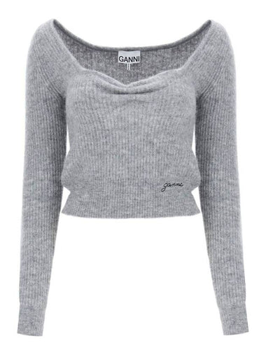 Soft Wool Knit Top Grey - GANNI - BALAAN 1