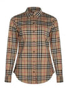 Button Down Collar Vintage Check Stretch Cotton Long Sleeve Shirt Beige - BURBERRY - BALAAN 2