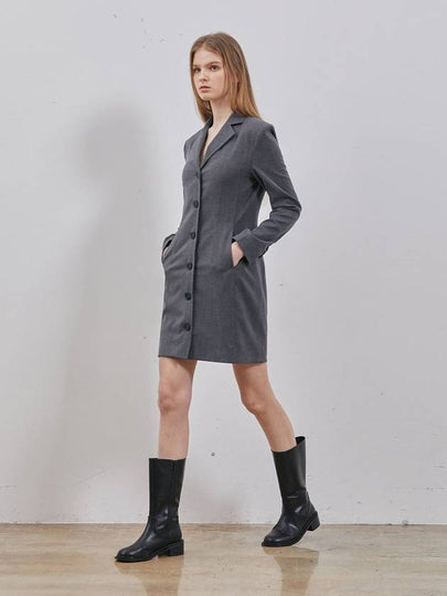 Wool Tailored Mini Dress Grey - RYUL+WAI: - BALAAN 2