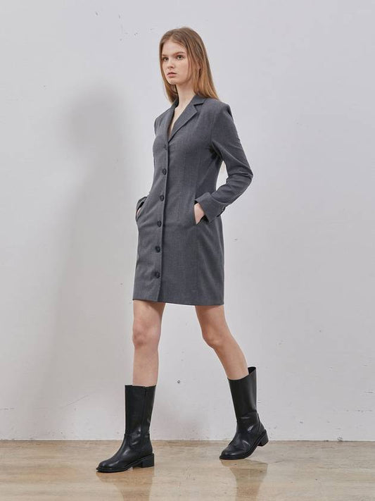 Wool tailored mini dress gray - RYUL+WAI: - BALAAN 1
