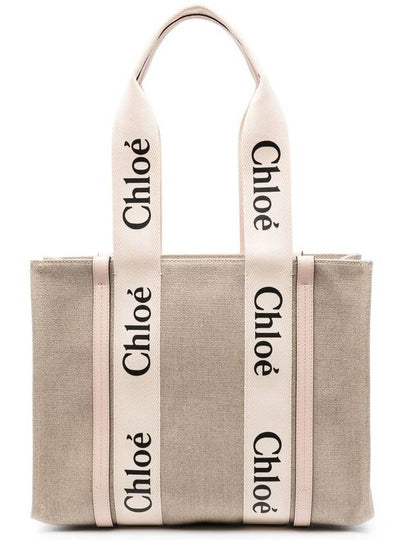 Woody Canvas Medium Tote Bag Cement Pink - CHLOE - BALAAN 2