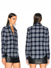 Women's Classic Western Check Shirt Blue - SAINT LAURENT - BALAAN 2