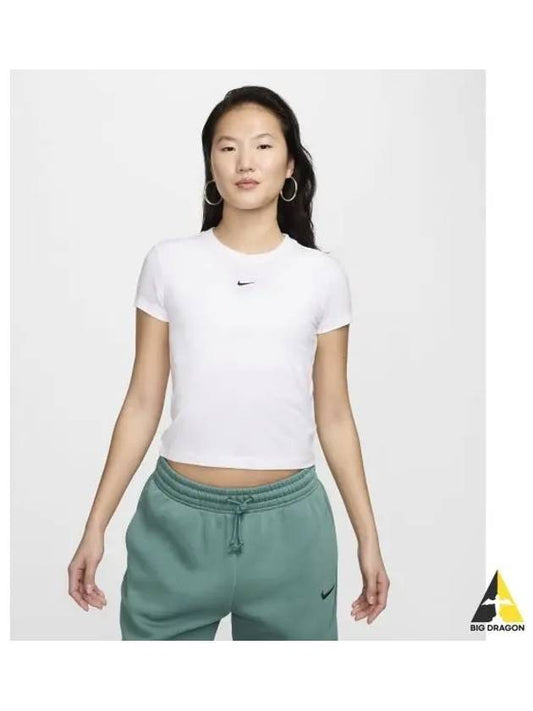 Sportswear Chill Knit Crop T Shirt W White Black FV5509 100 - NIKE - BALAAN 1