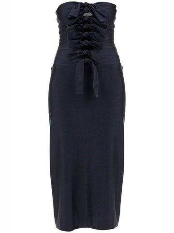 'Knot Gala' Midi Black Dress With Adjustable Knots In Stretch Jersey Woman - COPERNI - BALAAN 1