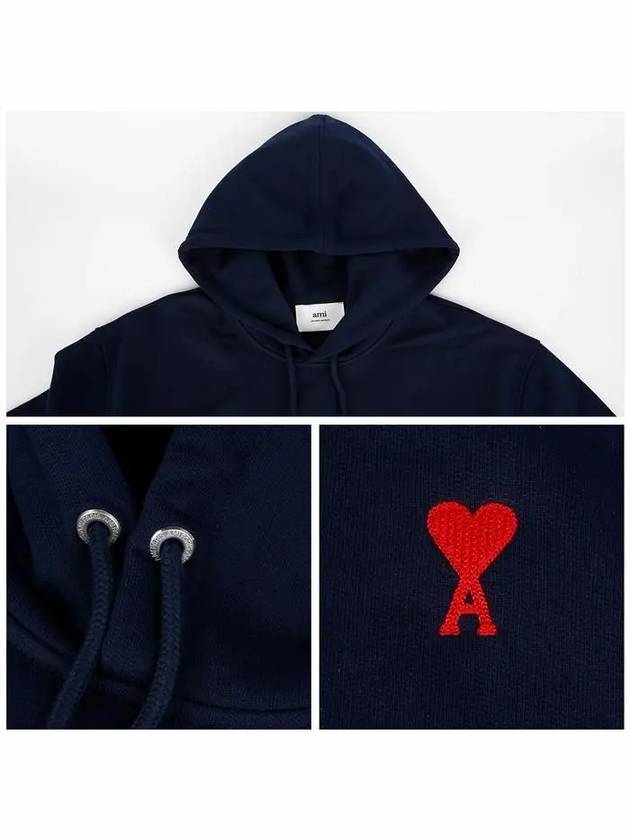 Small Heart Logo Cotton Hoodie Blue - AMI - BALAAN 6